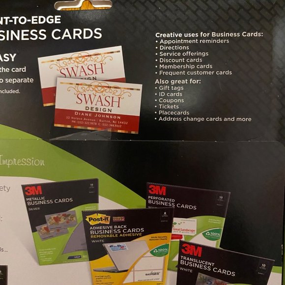 4 X 3M Print-To-Edge White Business Cards Smooth Edges Inkjet 160 Cards D410-I - Picture 8 of 11